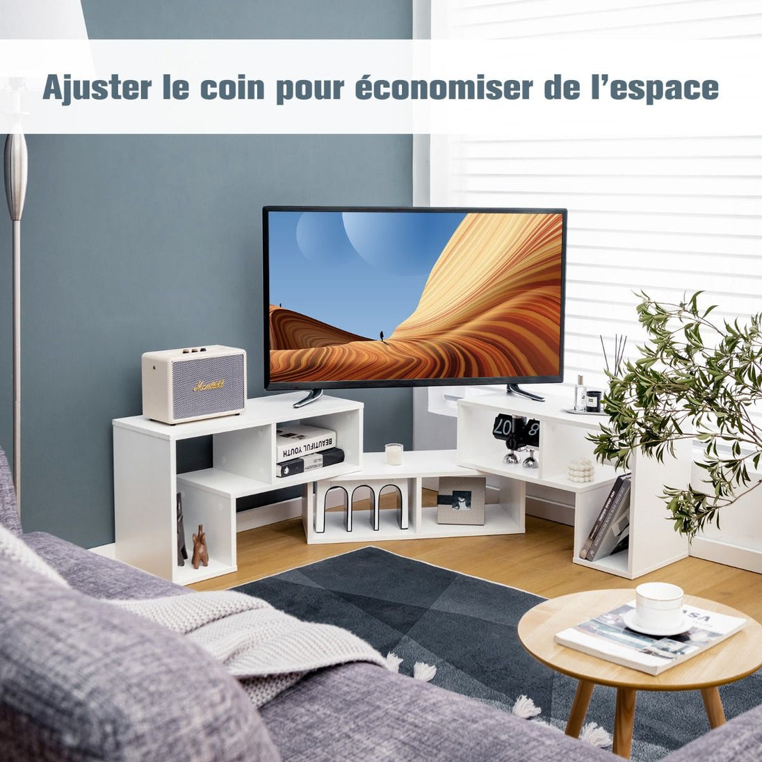 Elevate Your Home with Our Stylish 3-Piece Adjustable TV Stand for TVs Up to 49" - Versatile Design in Black, White, Coffee, or Grey