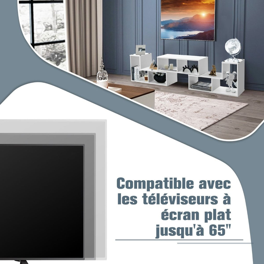 Elevate Your Home with Our Stylish 3-Piece Adjustable TV Stand for TVs Up to 49" - Versatile Design in Black, White, Coffee, or Grey