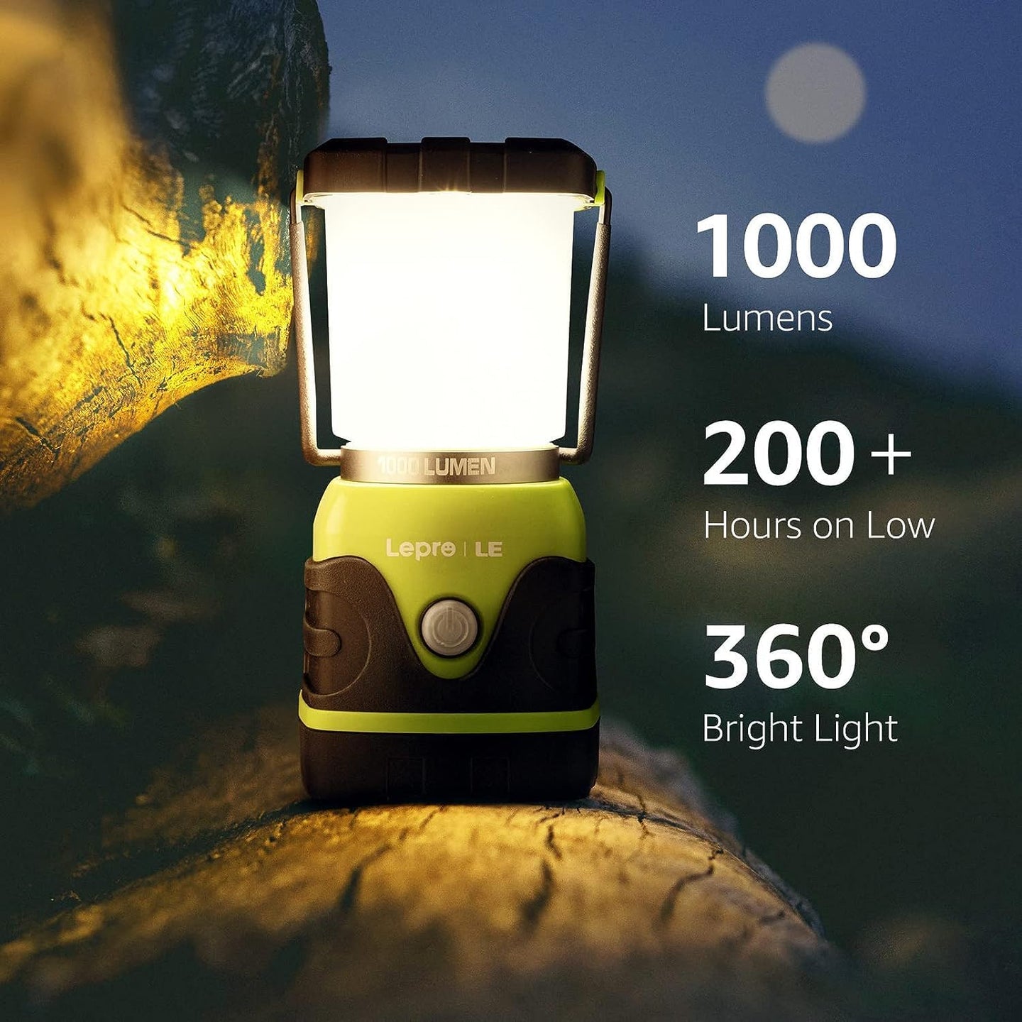 Illuminate Your Adventures with the LE 1000LM Battery Powered LED Camping Lantern - Waterproof & Versatile Light for Camping, Emergencies, and Outdoor Fun