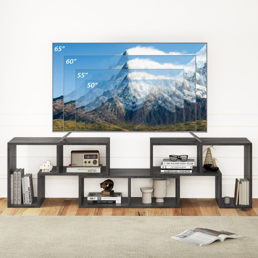 Elevate Your Home with Our Stylish 3-Piece Adjustable TV Stand for TVs Up to 49" - Versatile Design in Black, White, Coffee, or Grey