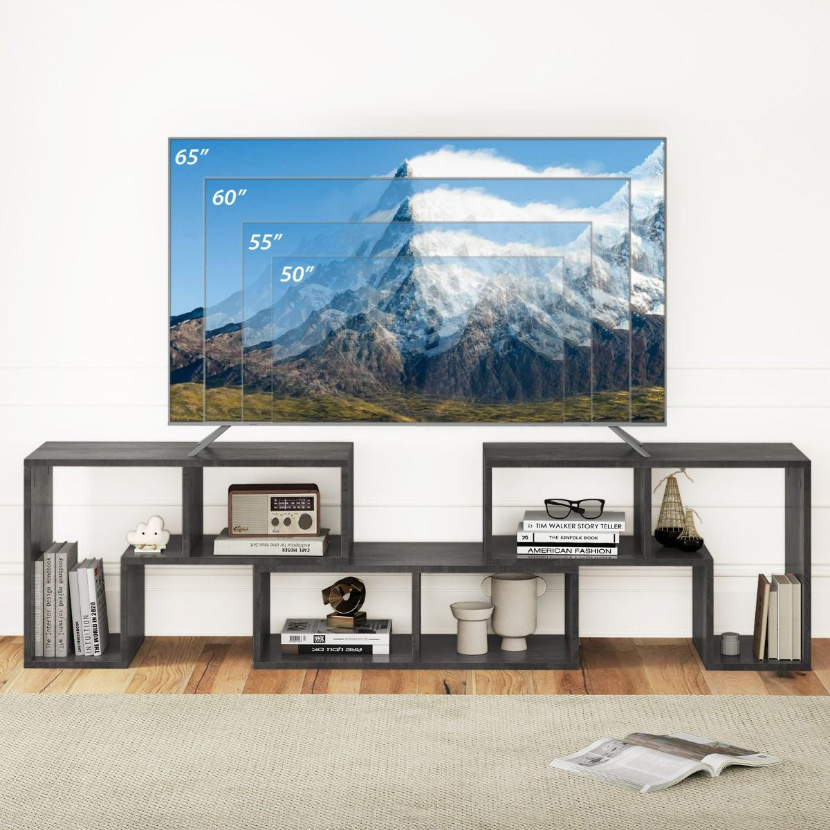 Elevate Your Home with Our Stylish 3-Piece Adjustable TV Stand for TVs Up to 49" - Versatile Design in Black, White, Coffee, or Grey