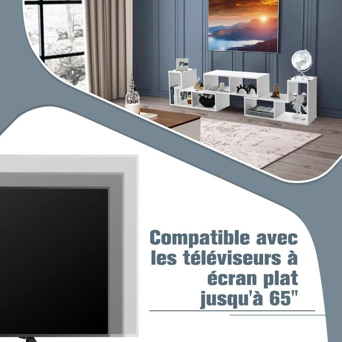 Elevate Your Home with Our Stylish 3-Piece Adjustable TV Stand for TVs Up to 49" - Versatile Design in Black, White, Coffee, or Grey