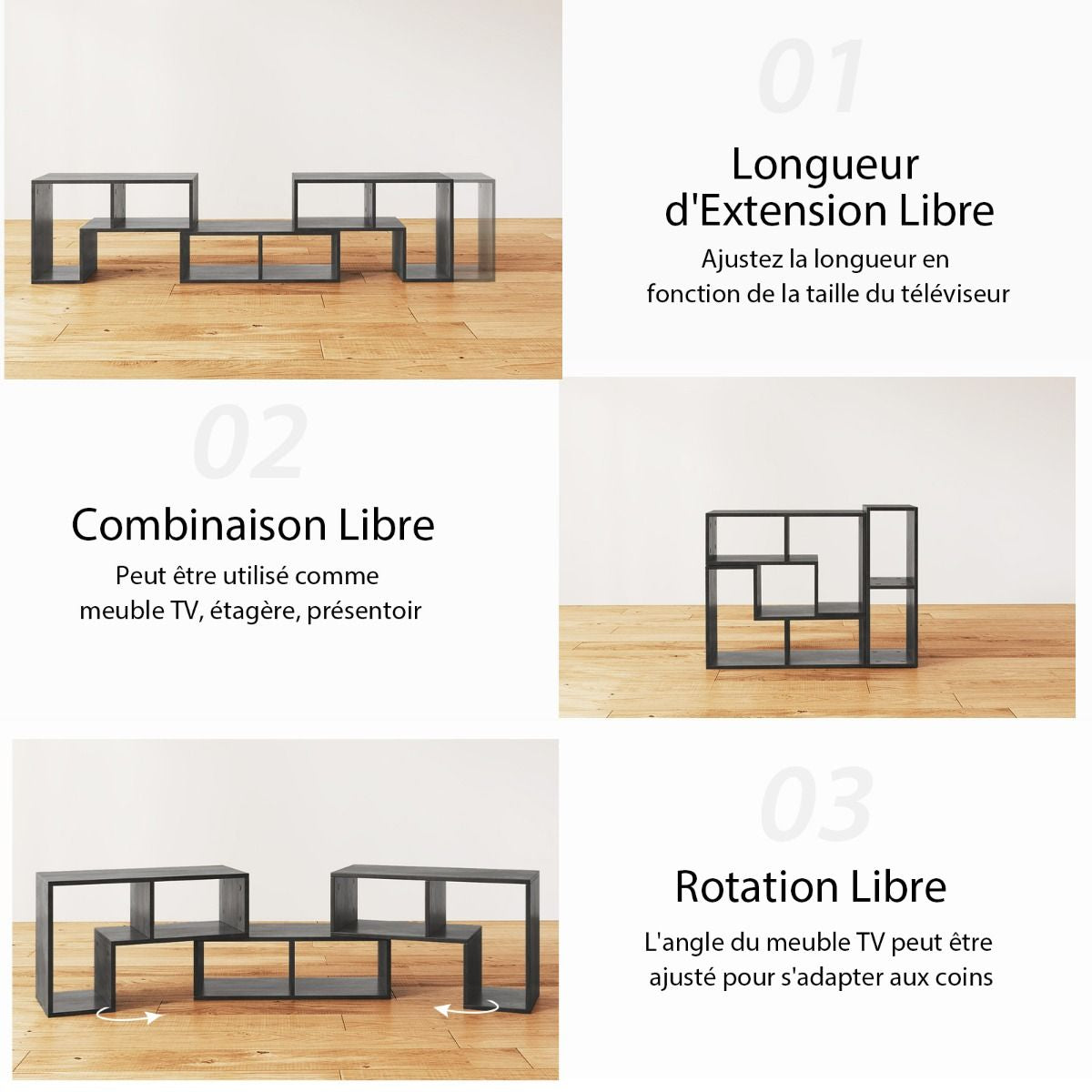 Elevate Your Home with Our Stylish 3-Piece Adjustable TV Stand for TVs Up to 49" - Versatile Design in Black, White, Coffee, or Grey