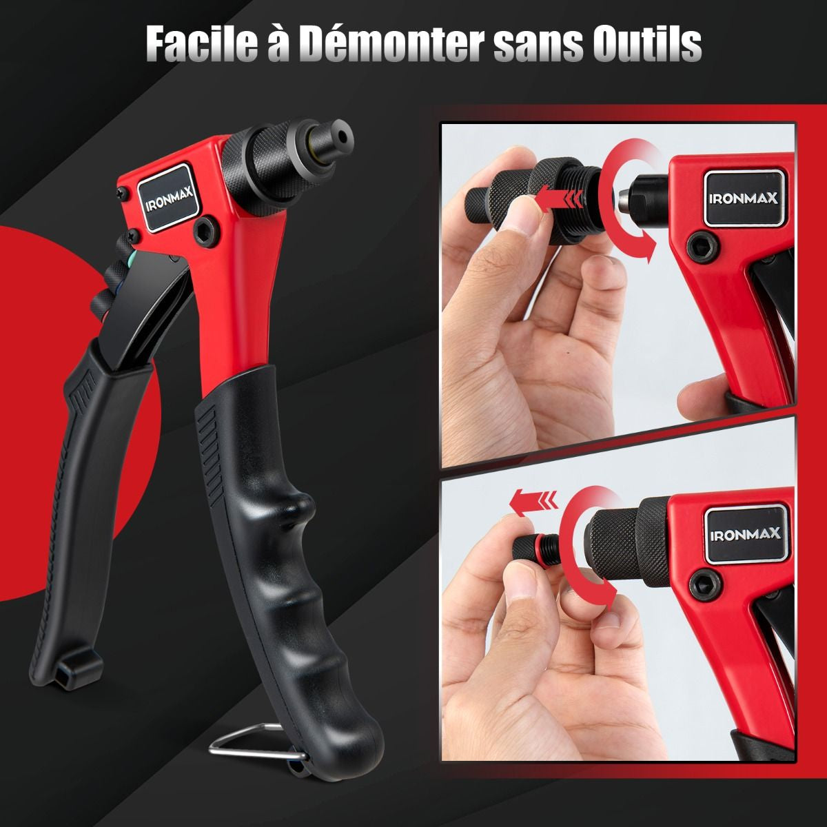 Riveteuse Manuelle Professionnelle avec 200 Rivets et Outils Interchangeables - Pratique et Portable avec Mallette de Transport!