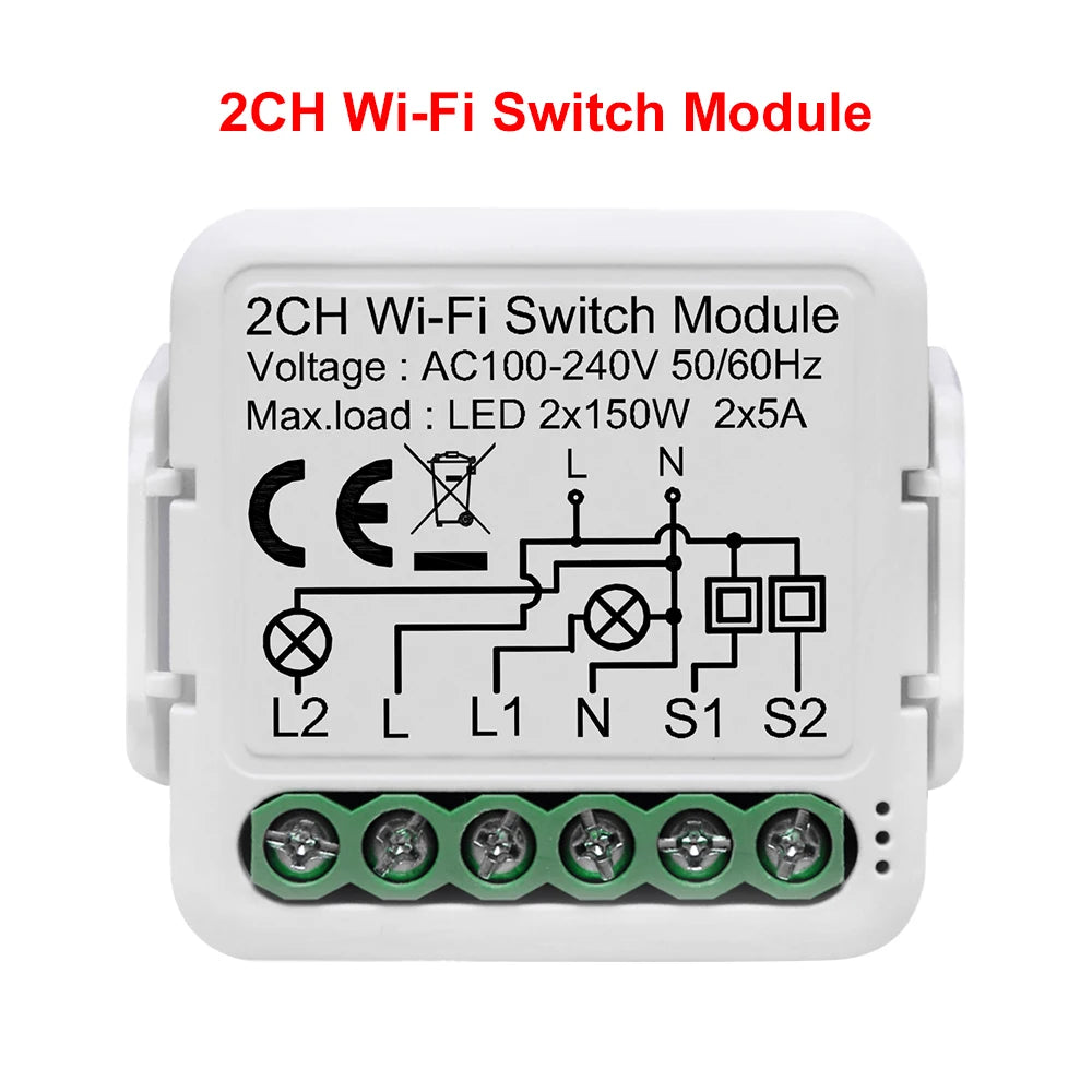 Transform Your Home with the Smart WiFi Light Switch Module - Effortless 2-Way Control, Remote Access via App, and Compatibility with Alexa & Google Home