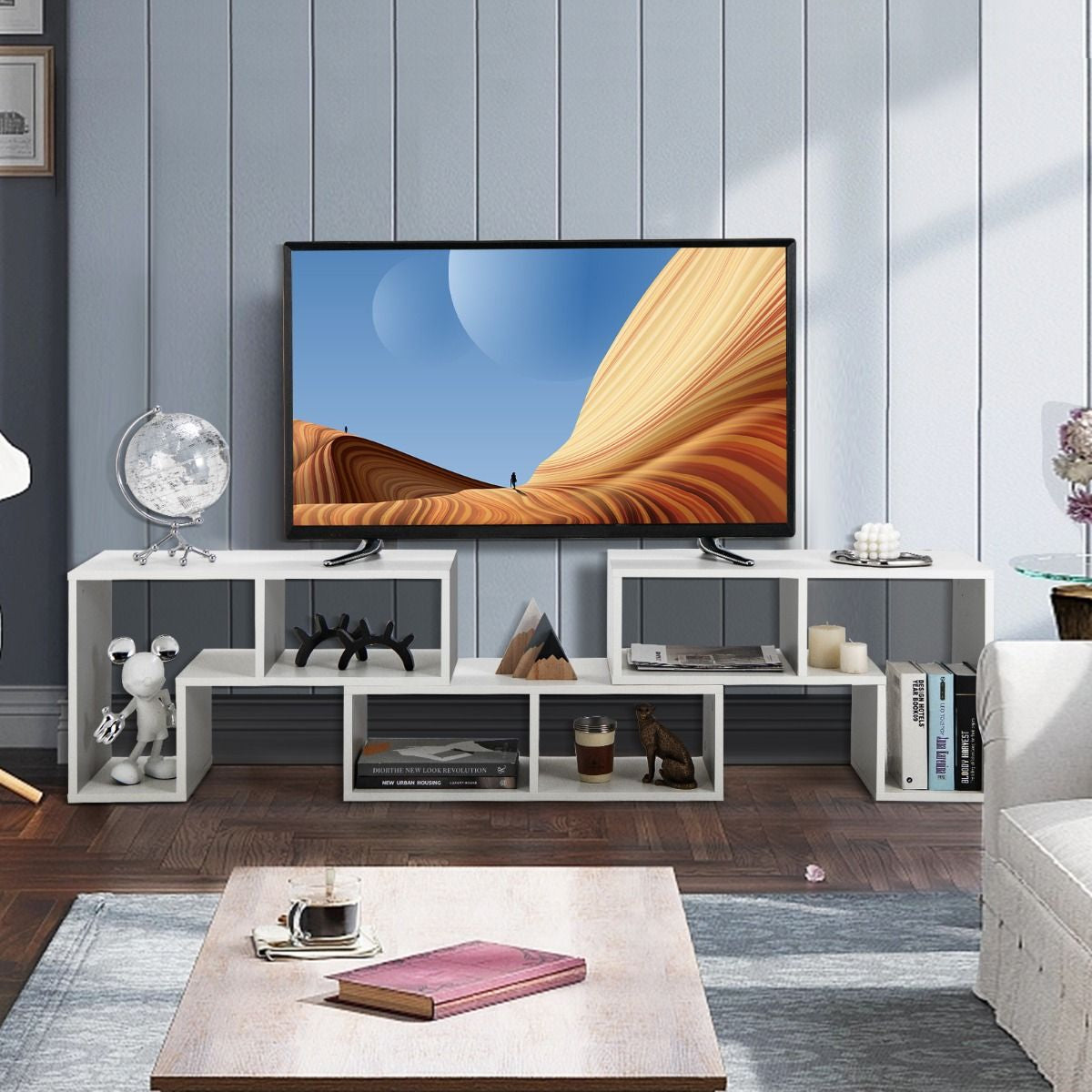 Elevate Your Home with Our Stylish 3-Piece Adjustable TV Stand for TVs Up to 49" - Versatile Design in Black, White, Coffee, or Grey