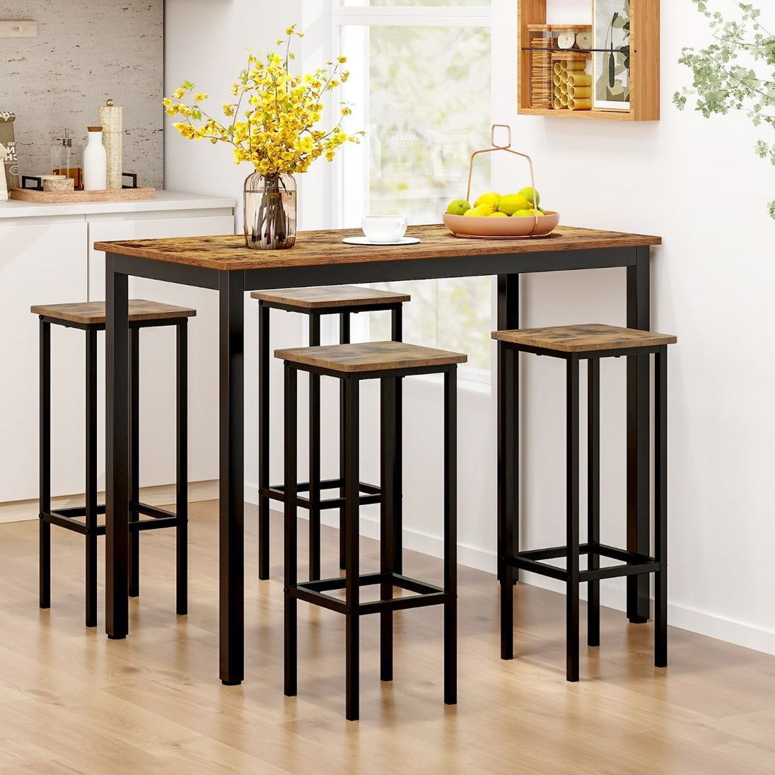 Transformez votre intérieur avec ce lot de 4 tabourets de bar rustiques de 72 cm - Design industriel en métal et bois, parfaits pour votre cuisine ou votre coin bar ! 🍂✨