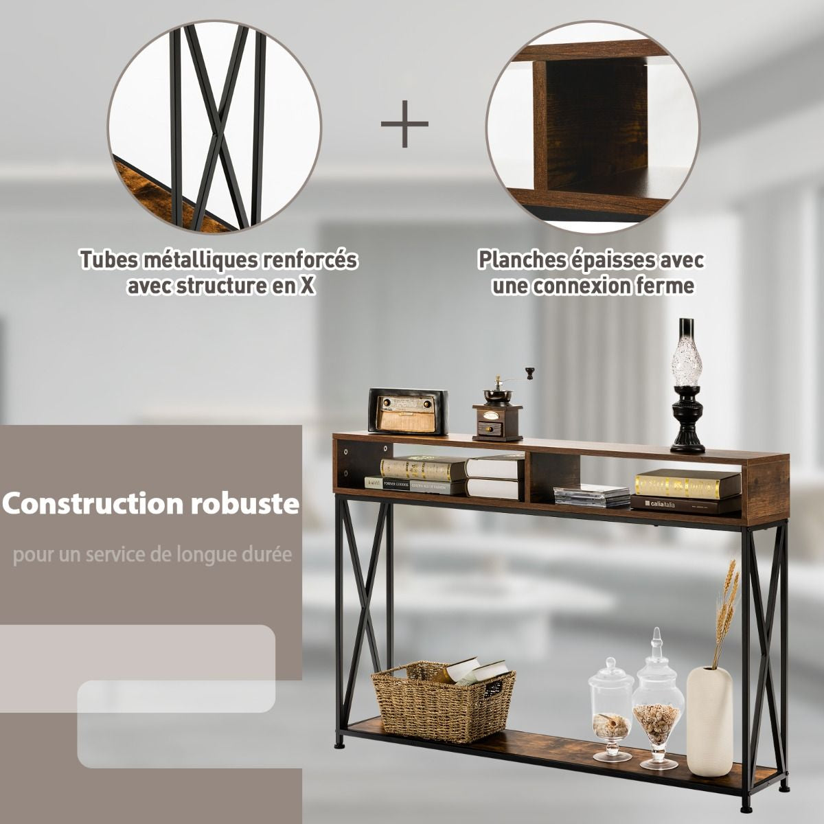 Chic Console Table for a Stylish Entryway - Elevate Your Home Decor with Industrial Elegance!