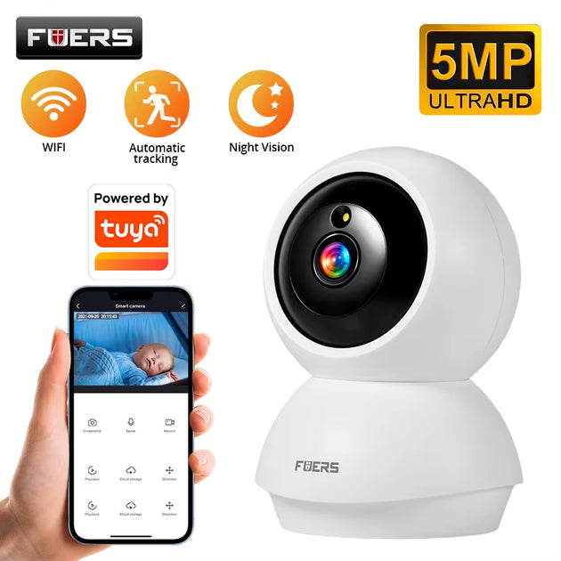 5MP WiFi Indoor Security Camera with Smart Automatic Tracking - Perfect Baby Monitor for Your Smart Home