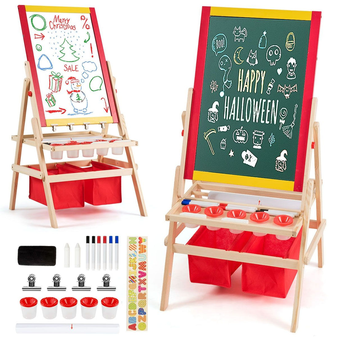 Éveillez la créativité de vos enfants avec notre Chevalet 3 En 1 : Tableau magnétique, rouleau de papier et plus encore ! Dimensions idéales pour des heures de plaisir artistique !