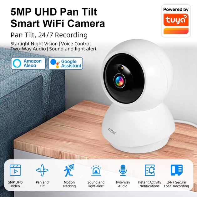 5MP WiFi Indoor Security Camera with Smart Automatic Tracking - Perfect Baby Monitor for Your Smart Home