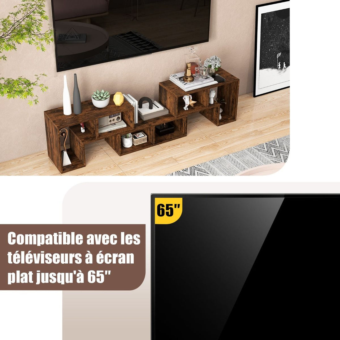 Elevate Your Home with Our Stylish 3-Piece Adjustable TV Stand for TVs Up to 49" - Versatile Design in Black, White, Coffee, or Grey