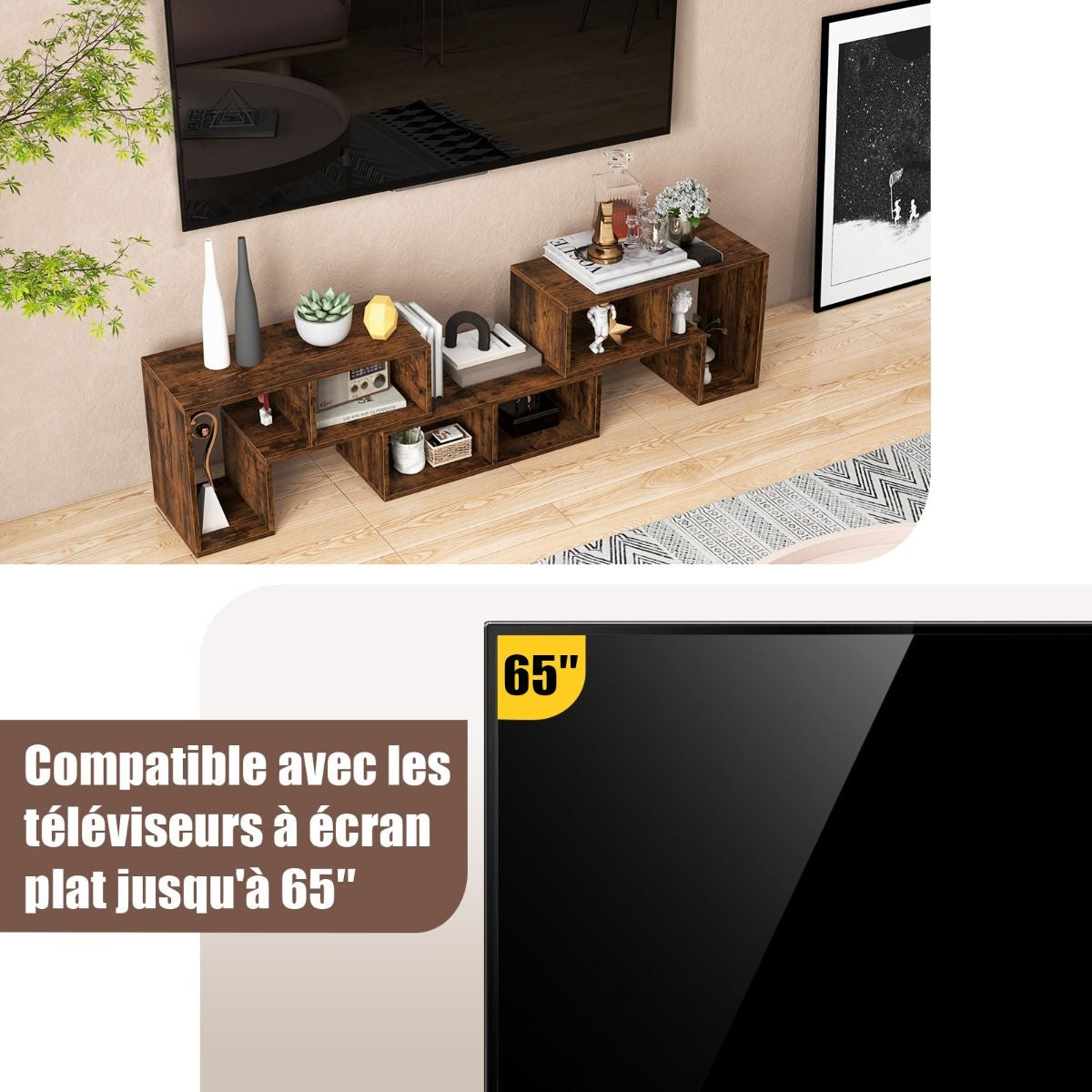 Elevate Your Home with Our Stylish 3-Piece Adjustable TV Stand for TVs Up to 49" - Versatile Design in Black, White, Coffee, or Grey