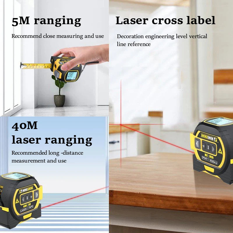 Revolutionize Your Measurements with the 3-in-1 Laser Tape Measure: High-Precision, Intelligent, and Versatile for All Your Building Needs!