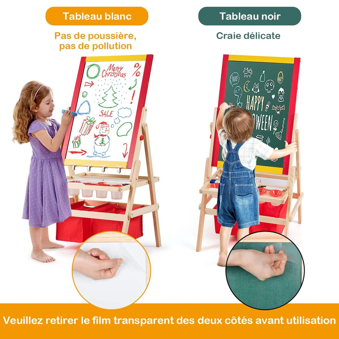 Éveillez la créativité de vos enfants avec notre Chevalet 3 En 1 : Tableau magnétique, rouleau de papier et plus encore ! Dimensions idéales pour des heures de plaisir artistique !