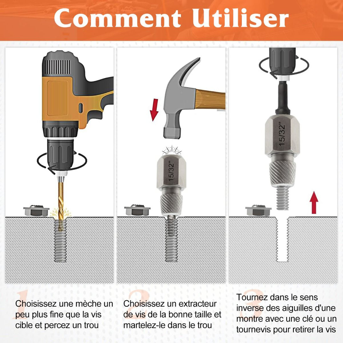 Débloquez vos projets avec notre Kit de 27 PCS Extracteurs de Vis et Boulons en Bleu/Orange - L'outil indispensable pour tous vos travaux de bricolage ! 💪🔧