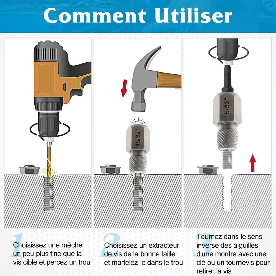 Débloquez vos projets avec notre Kit de 27 PCS Extracteurs de Vis et Boulons en Bleu/Orange - L'outil indispensable pour tous vos travaux de bricolage ! 💪🔧