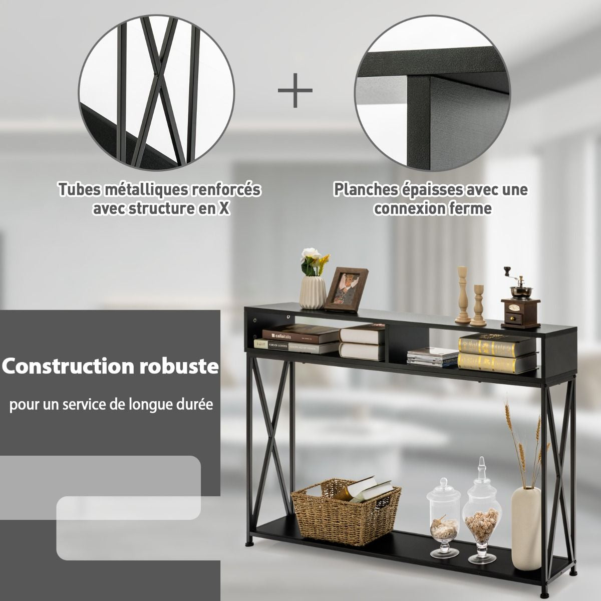 Chic Console Table for a Stylish Entryway - Elevate Your Home Decor with Industrial Elegance!