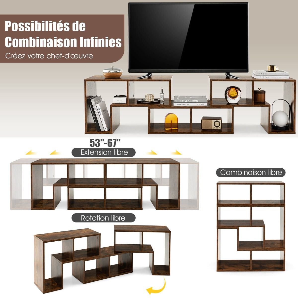 Elevate Your Home with Our Stylish 3-Piece Adjustable TV Stand for TVs Up to 49" - Versatile Design in Black, White, Coffee, or Grey