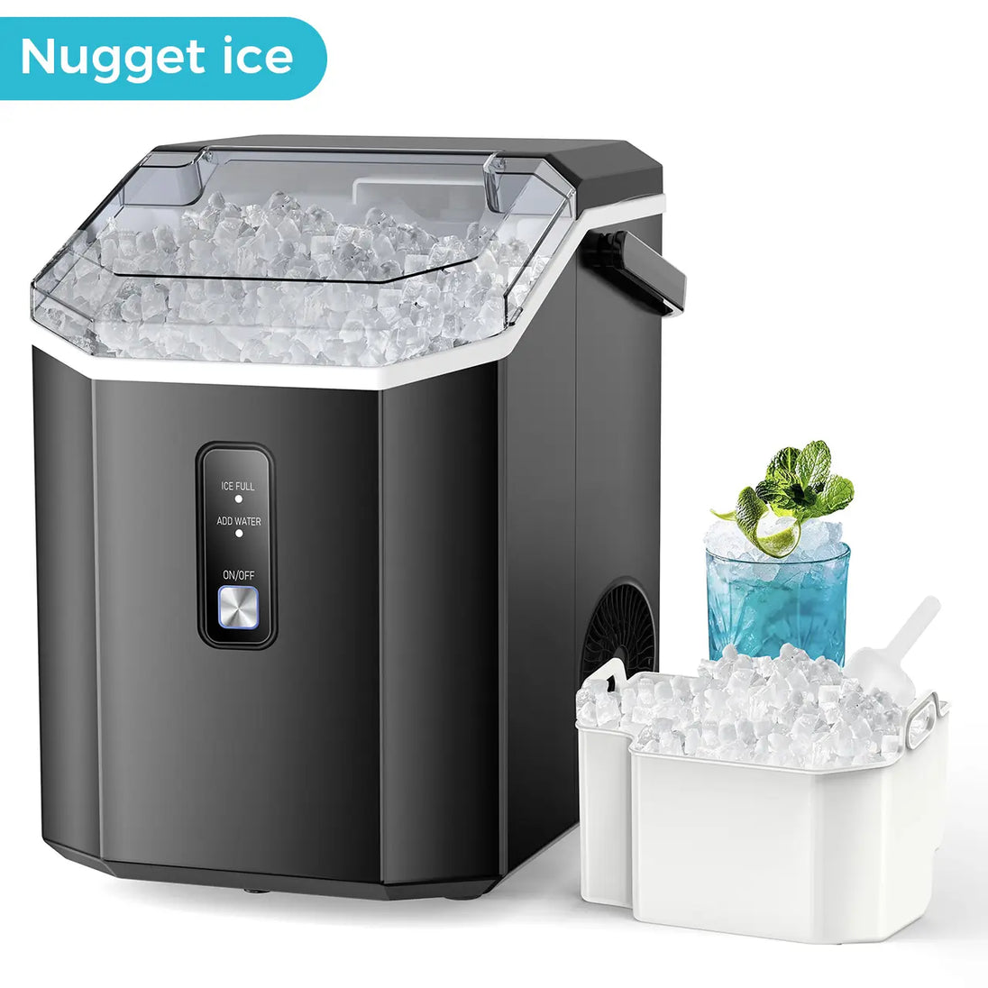 COWSAR Nugget Ice Maker - Enjoy Chewable Pebble Ice Anywhere with This Compact and Efficient Countertop Machine!