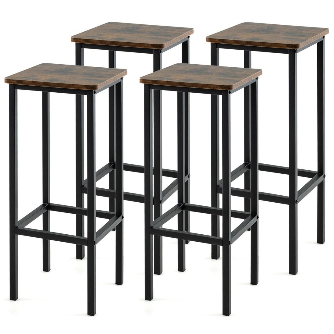 Transformez votre intérieur avec ce lot de 4 tabourets de bar rustiques de 72 cm - Design industriel en métal et bois, parfaits pour votre cuisine ou votre coin bar ! 🍂✨