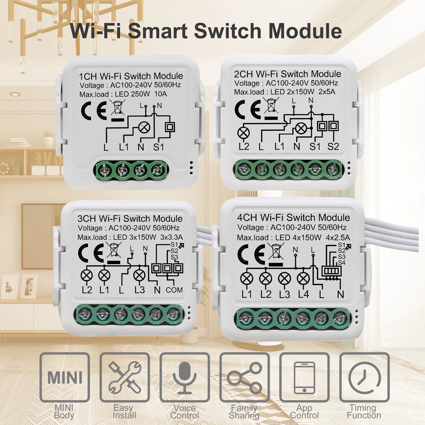 Transform Your Home with the Smart WiFi Light Switch Module - Effortless 2-Way Control, Remote Access via App, and Compatibility with Alexa & Google Home