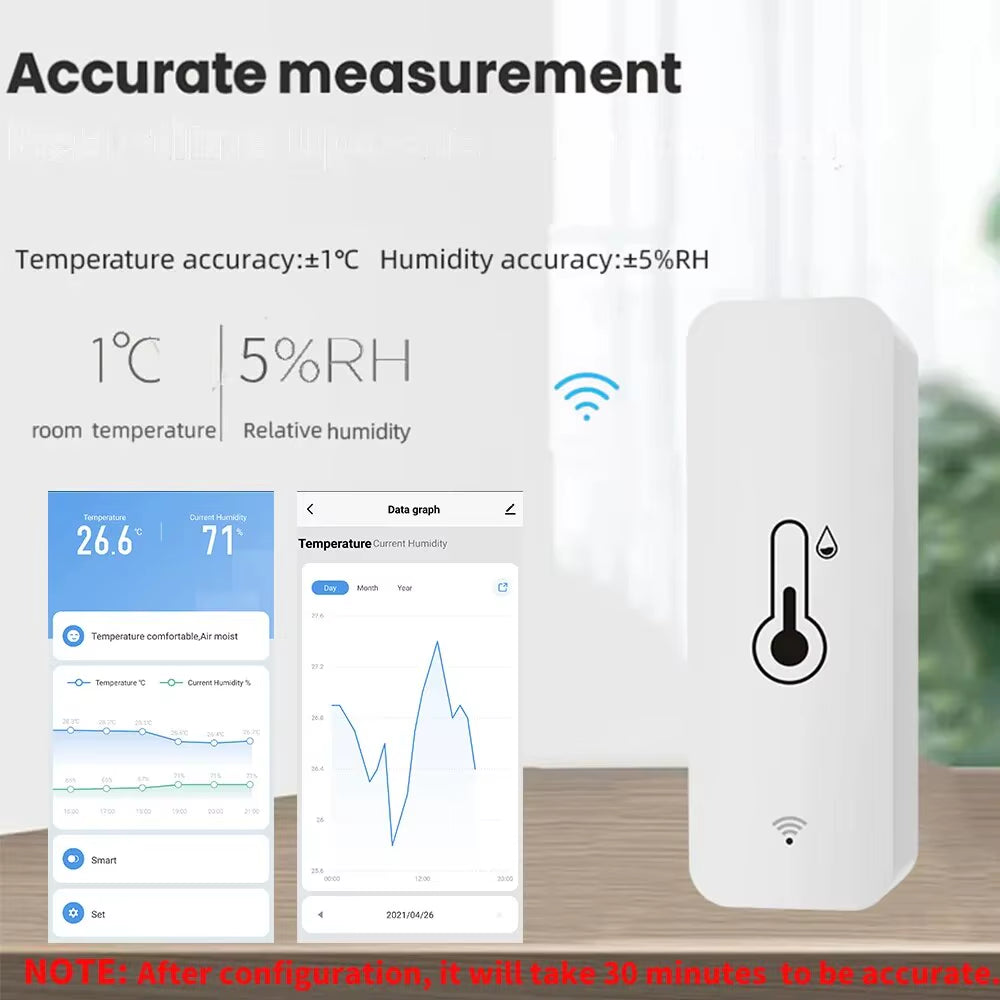 Revolutionize Your Home Monitoring with the Smart WiFi Temperature & Humidity Sensor - Effortless Zigbee Security for Alexa & Google Home
