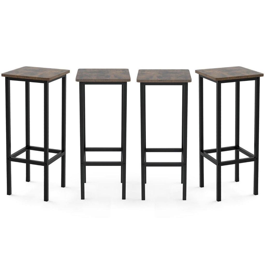 Transformez votre intérieur avec ce lot de 4 tabourets de bar rustiques de 72 cm - Design industriel en métal et bois, parfaits pour votre cuisine ou votre coin bar ! 🍂✨