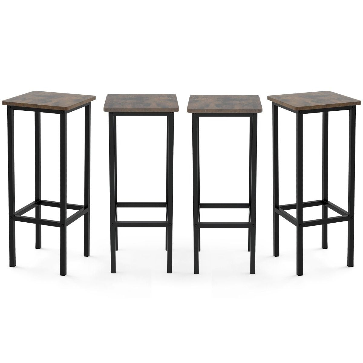 Transformez votre intérieur avec ce lot de 4 tabourets de bar rustiques de 72 cm - Design industriel en métal et bois, parfaits pour votre cuisine ou votre coin bar ! 🍂✨