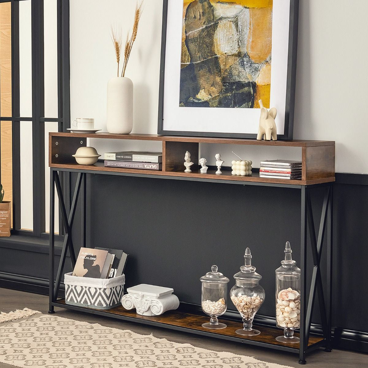 Chic Console Table for a Stylish Entryway - Elevate Your Home Decor with Industrial Elegance!