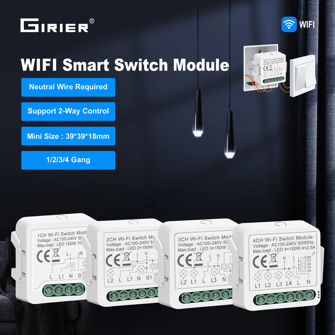 Transform Your Home with the Smart WiFi Light Switch Module - Effortless 2-Way Control, Remote Access via App, and Compatibility with Alexa & Google Home