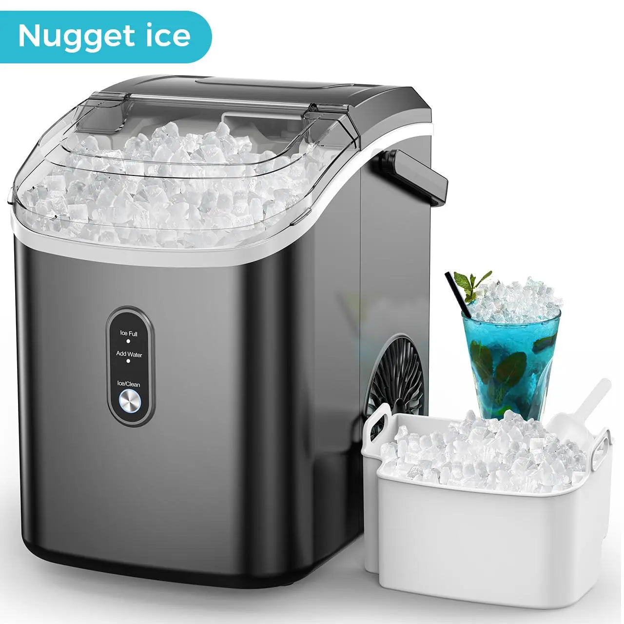 COWSAR Nugget Ice Maker - Enjoy Chewable Pebble Ice Anywhere with This Compact and Efficient Countertop Machine!