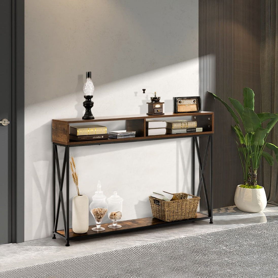 Chic Console Table for a Stylish Entryway - Elevate Your Home Decor with Industrial Elegance!