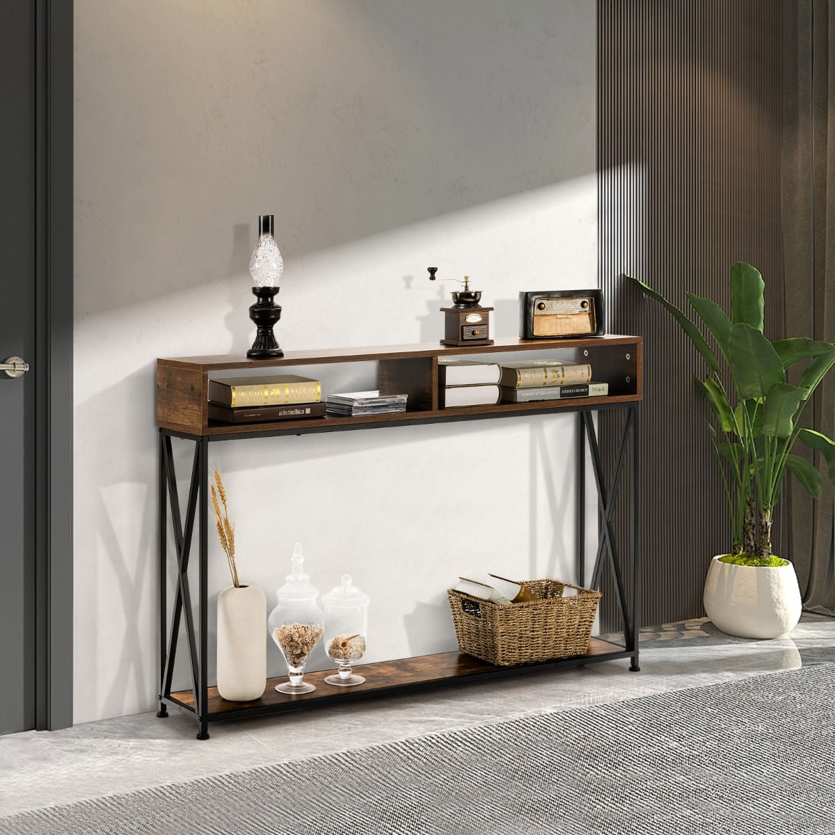 Chic Console Table for a Stylish Entryway - Elevate Your Home Decor with Industrial Elegance!