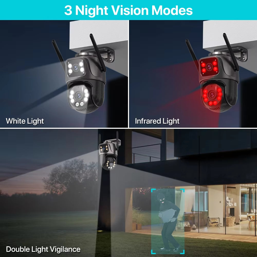 4K Ultra HD 8MP WiFi PTZ Outdoor Camera with Dual Lens & AI Auto Tracking - Advanced IP CCTV Surveillance with Audio & Video