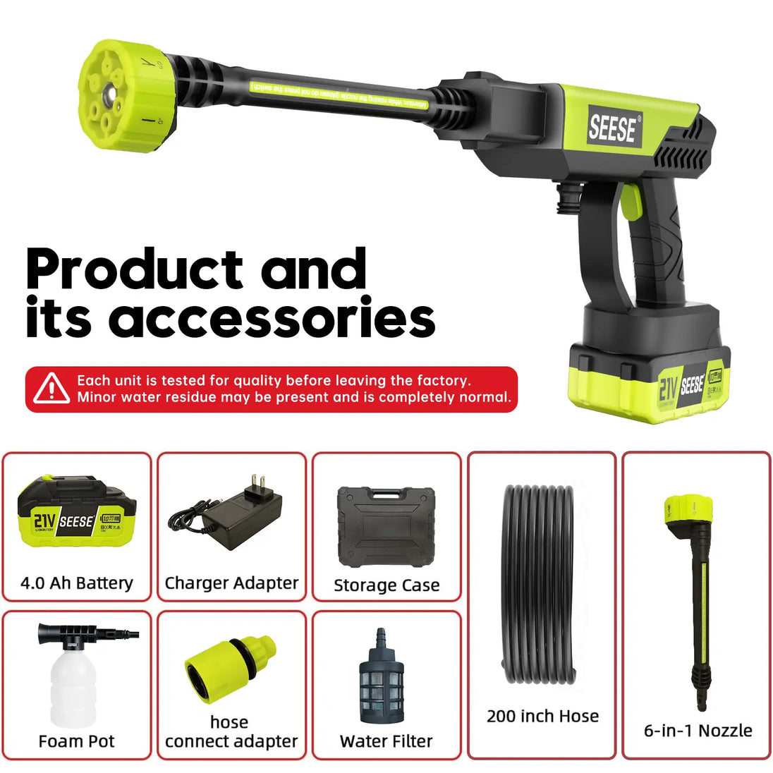 Power Up Your Cleaning with the SEESE Cordless Pressure Washer & Charger Base - Perfect for Cars, Homes, and Gardens!