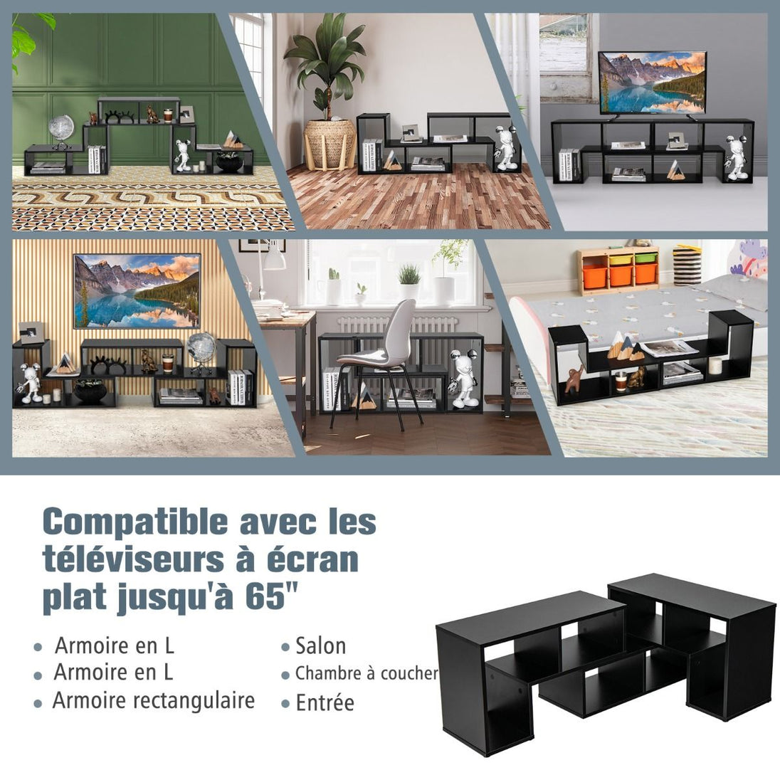 Elevate Your Home with Our Stylish 3-Piece Adjustable TV Stand for TVs Up to 49" - Versatile Design in Black, White, Coffee, or Grey