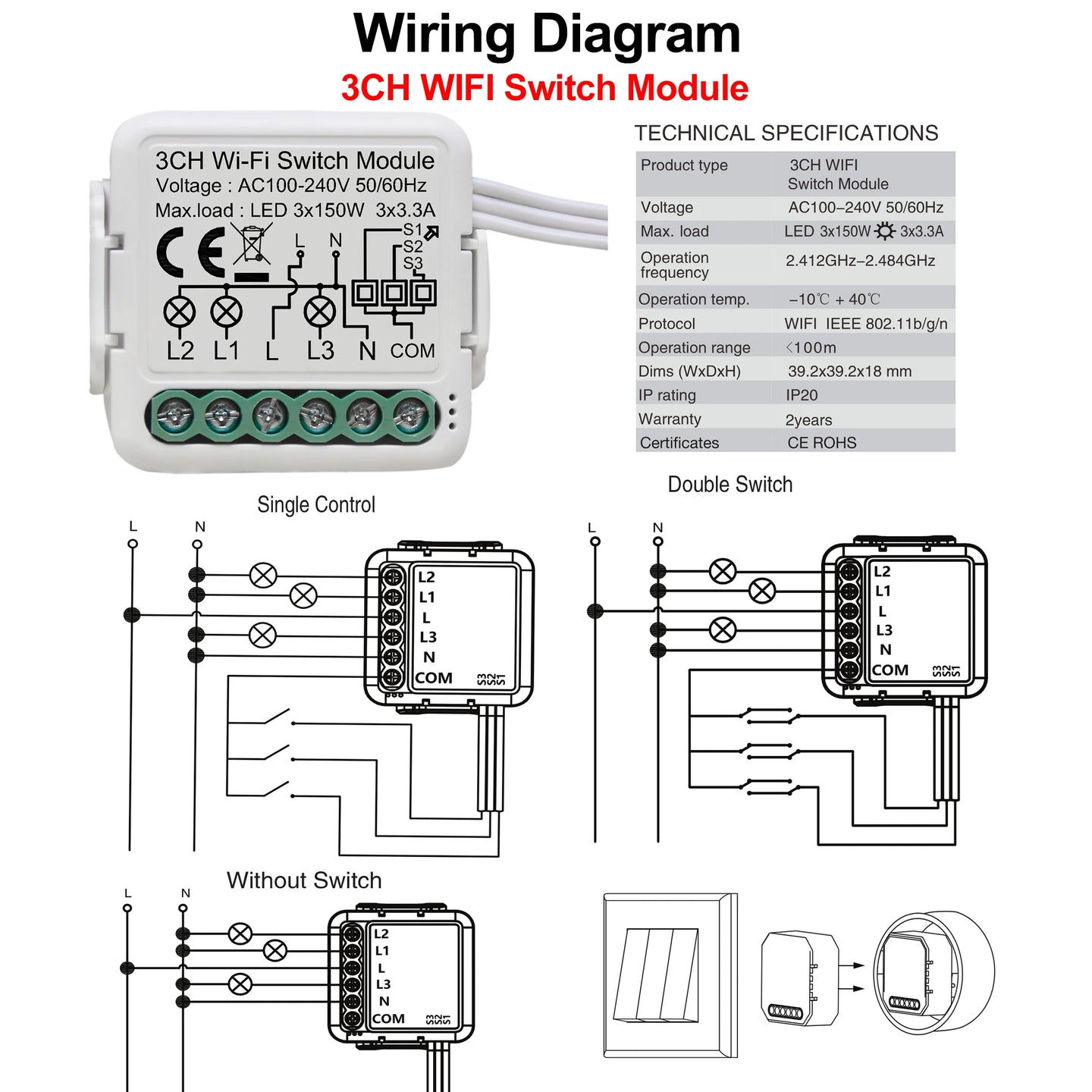 Transform Your Home with the Smart WiFi Light Switch Module - Effortless 2-Way Control, Remote Access via App, and Compatibility with Alexa & Google Home