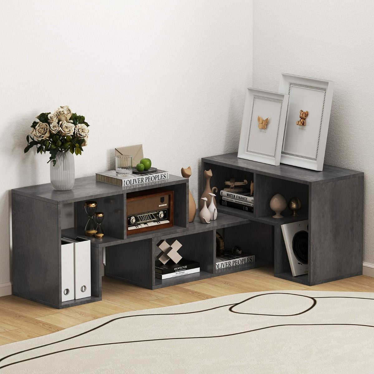 Elevate Your Home with Our Stylish 3-Piece Adjustable TV Stand for TVs Up to 49" - Versatile Design in Black, White, Coffee, or Grey