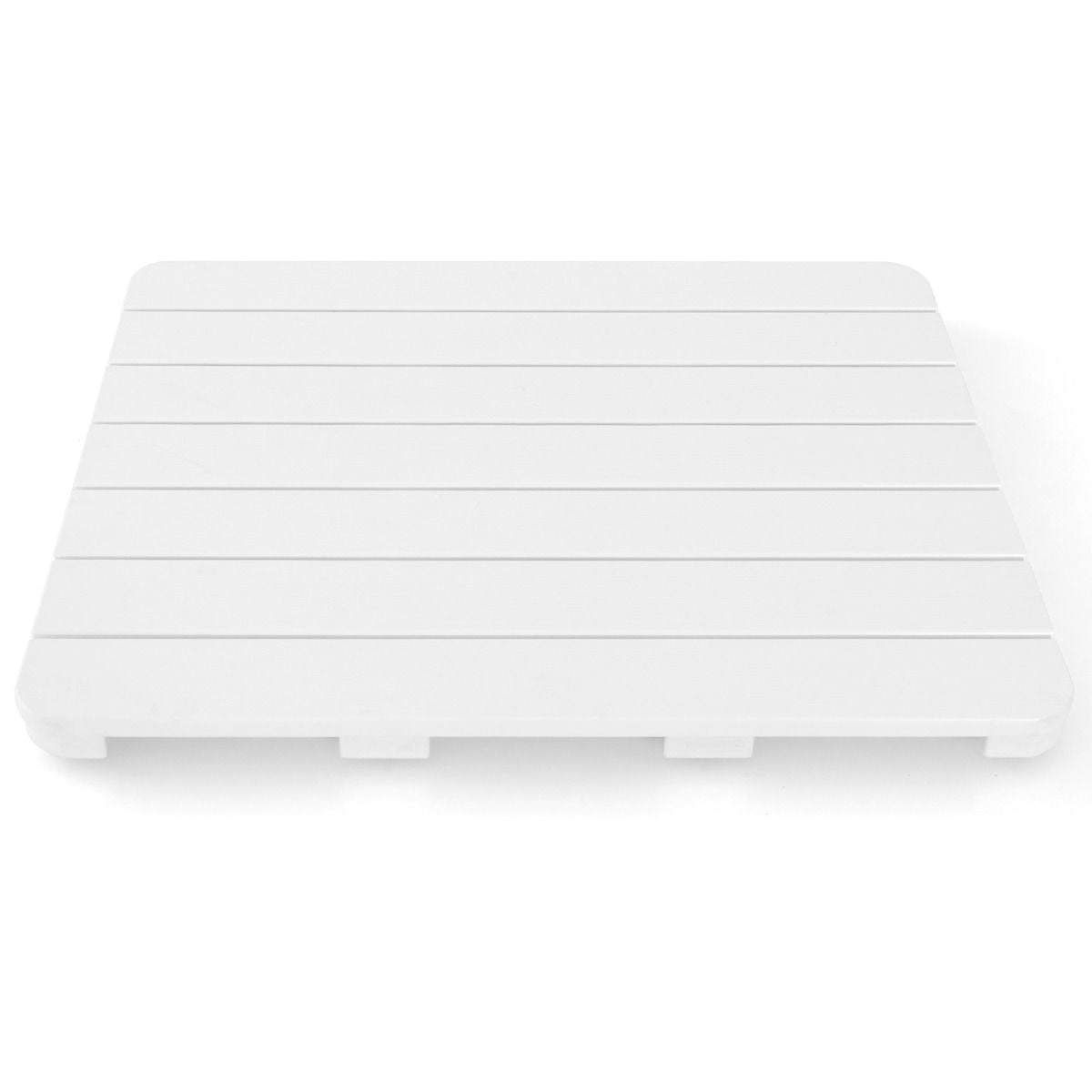 Tapis de Bain Antidérapant Imperméable en HIPS - Résistant à la Corrosion et à la Rouille, Blanc/Marron, Idéal pour Douche et Piscine