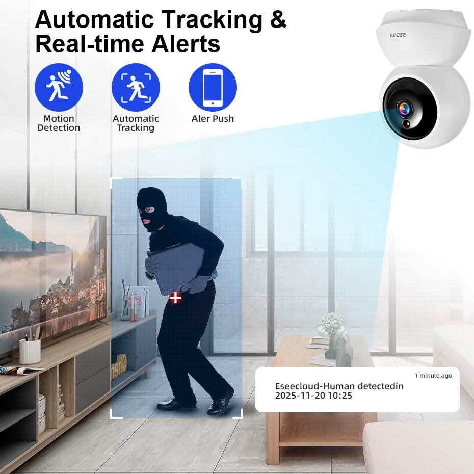 5MP WiFi Indoor Security Camera with Smart Automatic Tracking - Perfect Baby Monitor for Your Smart Home
