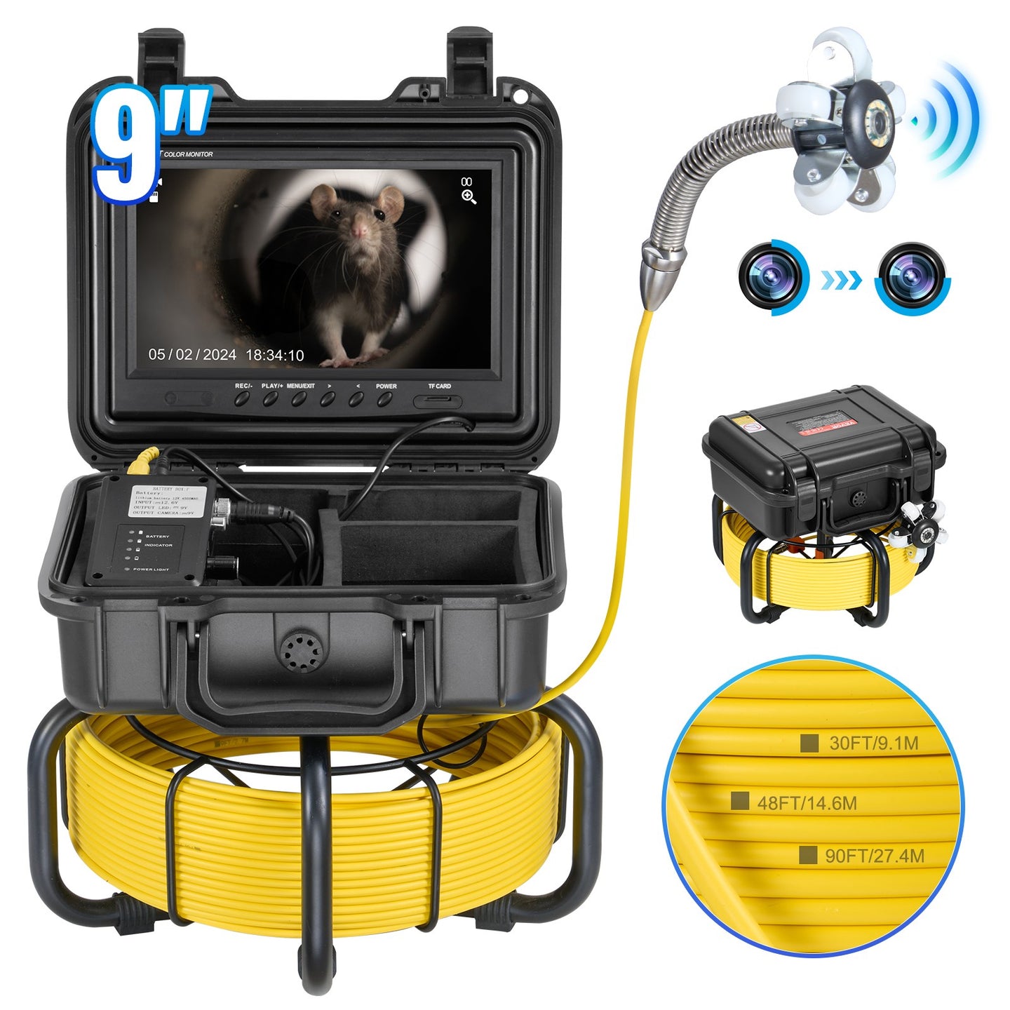 Explore the VEVOR 30M Pipeline Inspection Camera with 9" HD Screen and 36X Zoom - Your Ultimate Plumbing Solution!