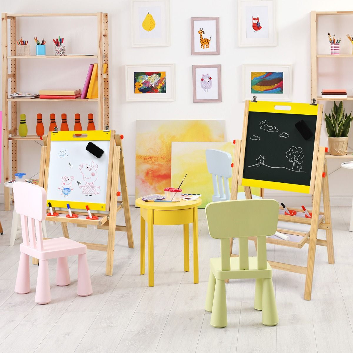 Tableau d'Art 3-en-1 Réglable pour Enfants - Stimulez la Créativité avec un Chevalet Pratique et Coloré pour les Petits Artistes