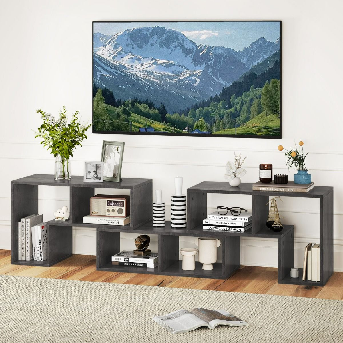 Elevate Your Home with Our Stylish 3-Piece Adjustable TV Stand for TVs Up to 49" - Versatile Design in Black, White, Coffee, or Grey