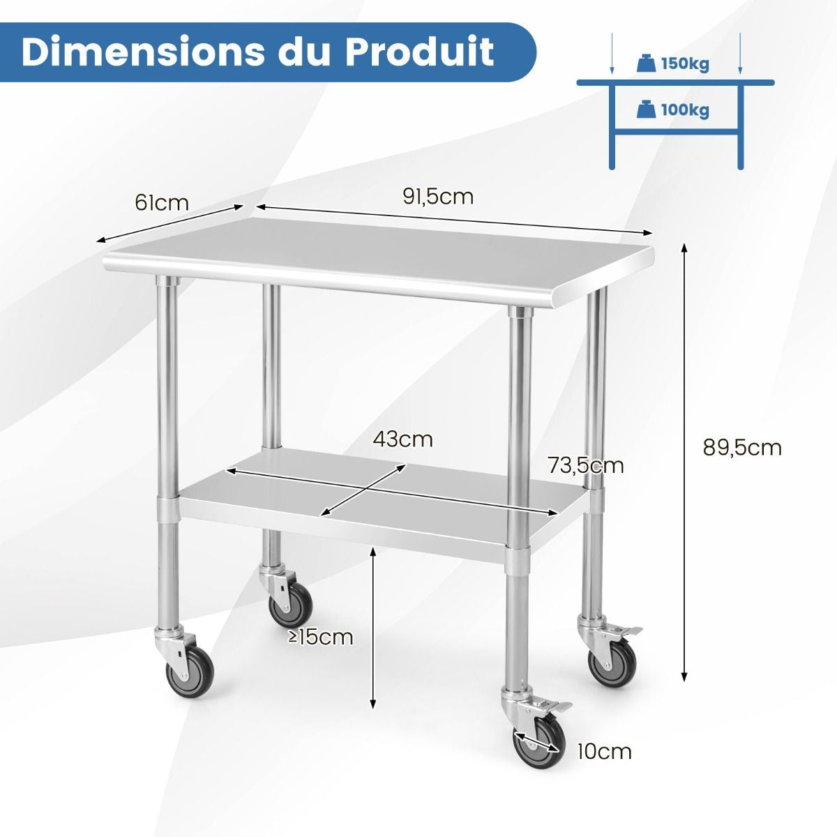 Elevate Your Culinary Experience with Our Chic 2-Tier Stainless Steel Rolling Prep Table - Perfect for Any Kitchen! 🍽️✨ #KitchenGoals #HomeChef