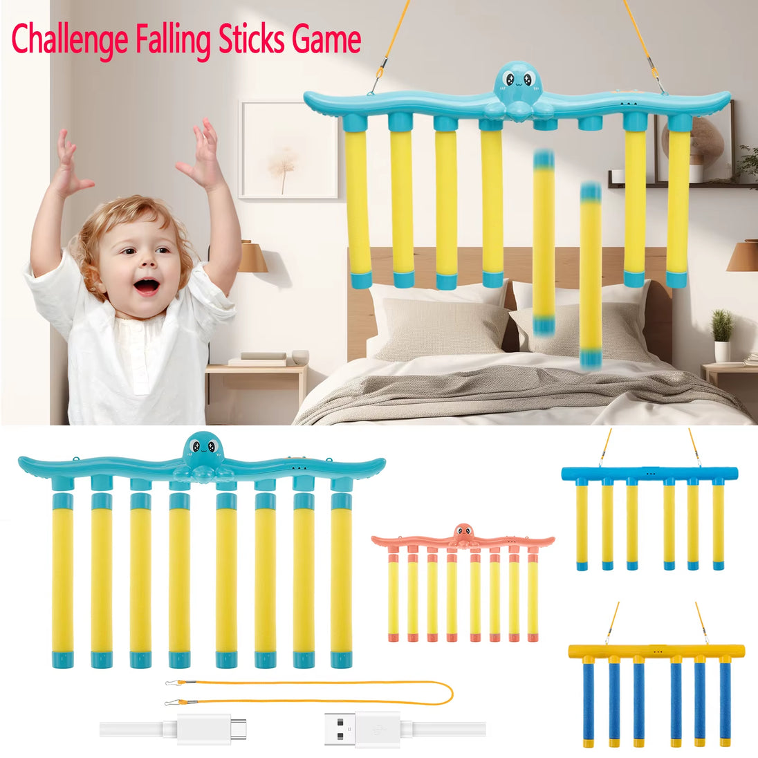 Exciting Challenge Falling Sticks Game - Enhance Hand-Eye Coordination with Fun Stick Catching Toy for Kids and Parents!