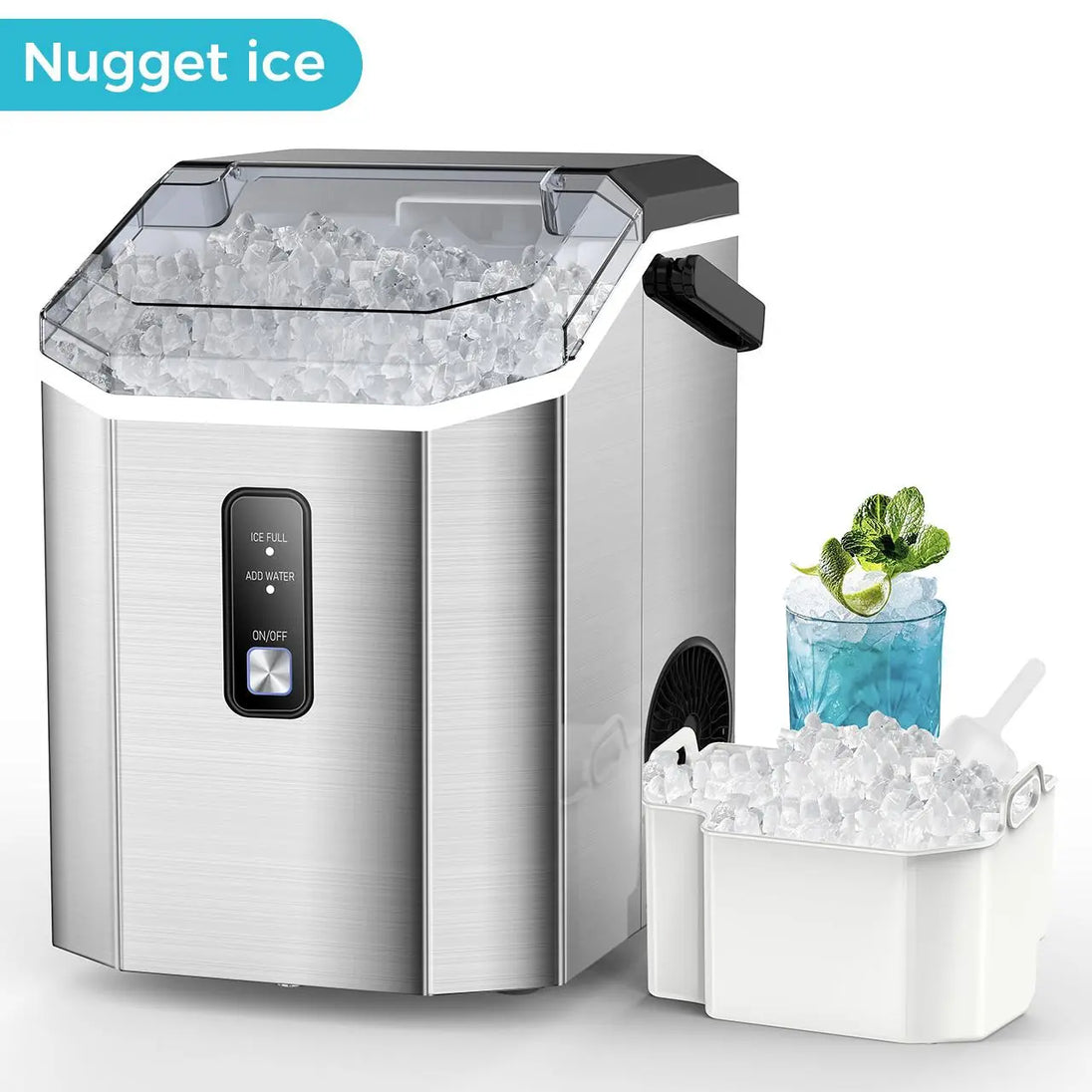 COWSAR Nugget Ice Maker - Enjoy Chewable Pebble Ice Anywhere with This Compact and Efficient Countertop Machine!