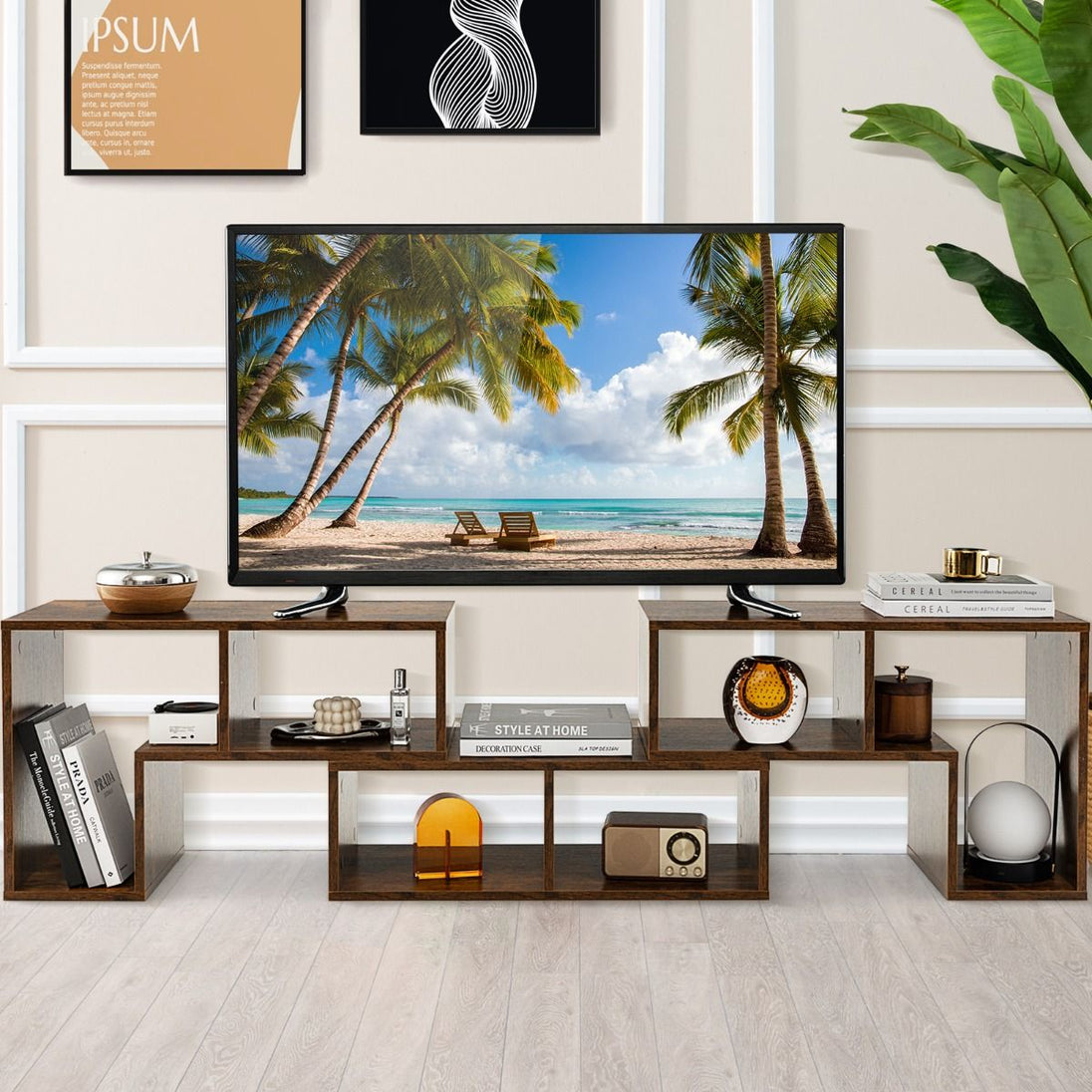 Elevate Your Home with Our Stylish 3-Piece Adjustable TV Stand for TVs Up to 49" - Versatile Design in Black, White, Coffee, or Grey