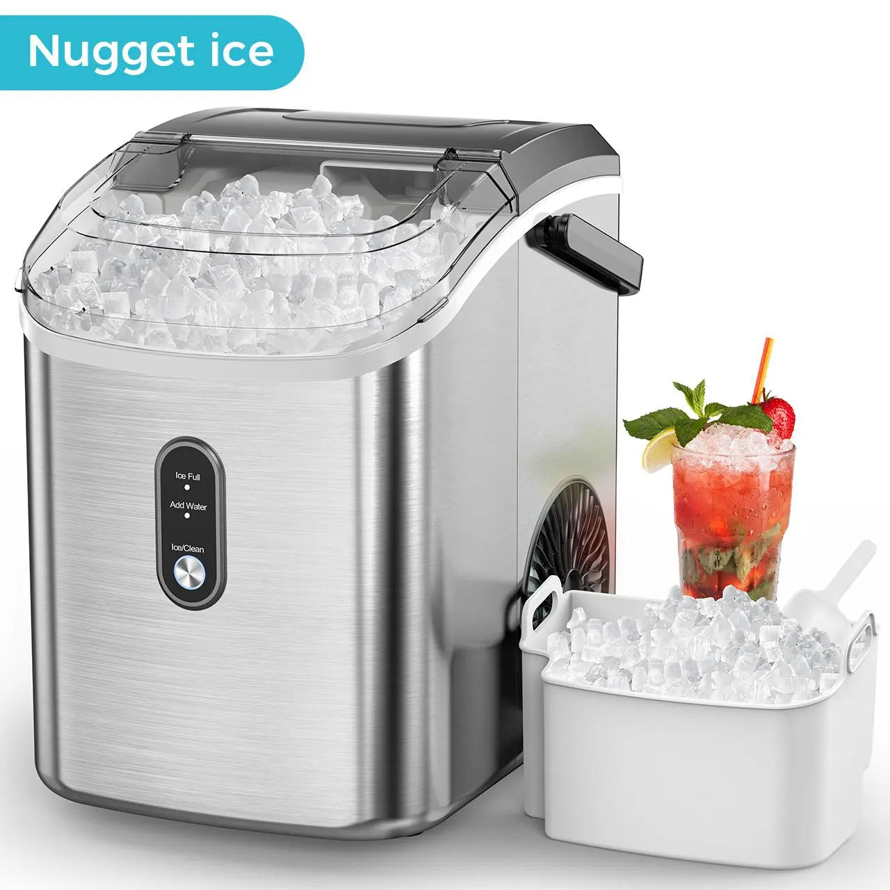 COWSAR Nugget Ice Maker - Enjoy Chewable Pebble Ice Anywhere with This Compact and Efficient Countertop Machine!